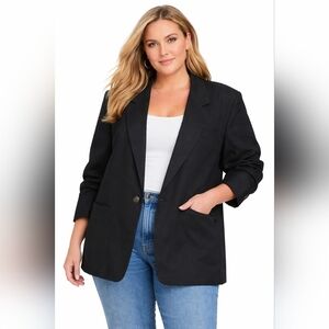 Talbots Black Linen. Blazer Jacket Plus Classic Career Office Womens 18